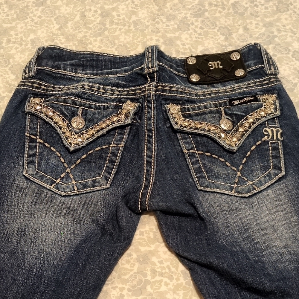 Miss Me Blue Boot Cut Jeans with Sparkling Details